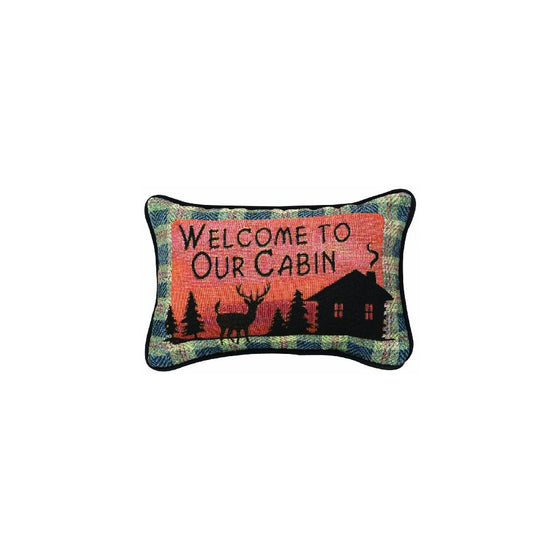 Manual Bear Lodge Throw Pillow, 12.5 X 8.5-Inch, Welcome to Our Cabin