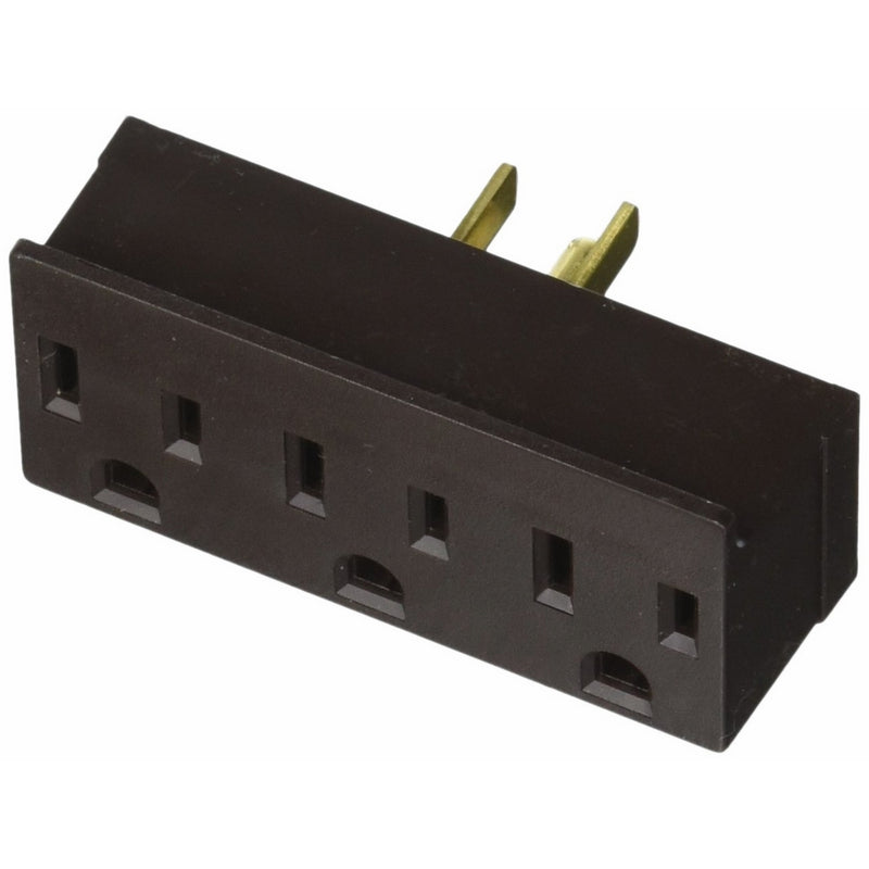 Leviton 697 15 Amp, 125 Volt, Triple Outlet Adapter, Brown