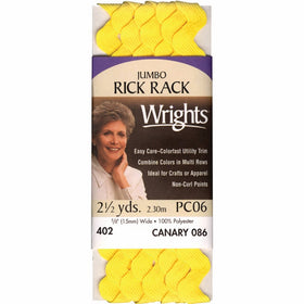 Wrights 117-402-086 Polyester Rick Rack Trim, Canary, Jumbo, 2.5-Yard