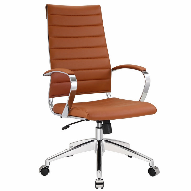 Modway Jive Ribbed High Back Tall Executive Swivel Office Chair With Arms In Terracotta