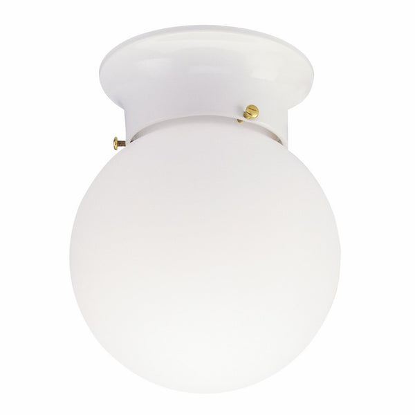 Westinghouse 6660700 One-Light Flush-Mount Interior Ceiling Fixture, White Finish with White Glass Globe