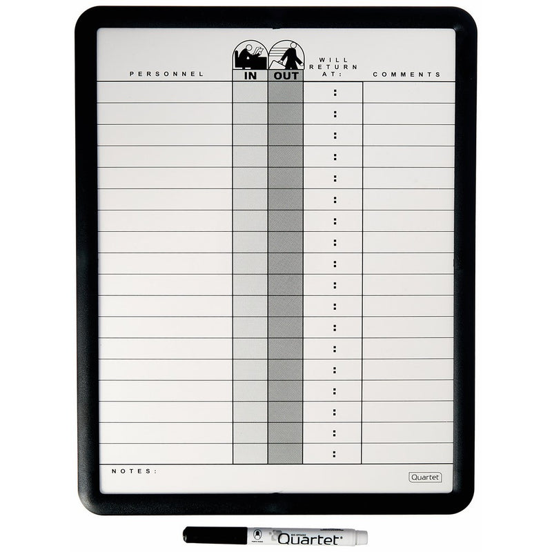 Quartet Classic Gray In/Out Board, 11 x 14 Inches, DuraMax Porcelain, Black Frame (750)