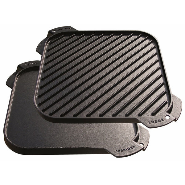 Lodge LSRG3 Cast Iron Single-Burner Reversible Grill/Griddle, 10.5-inch