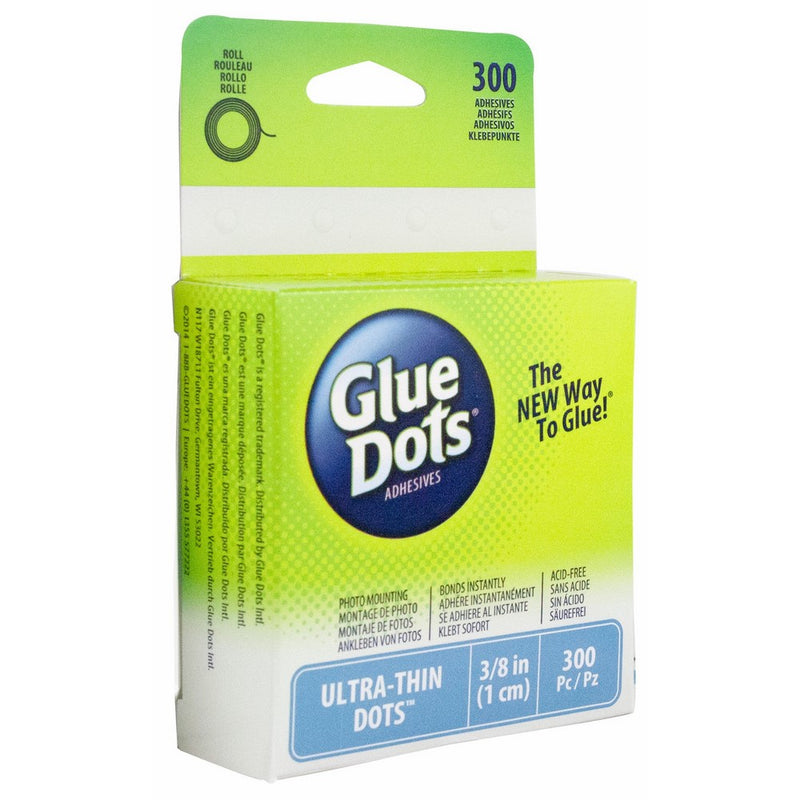 Glue Dots Ultra Thin Roll, Contains 300 (.375 Inch) Adhesive Dots (05029)