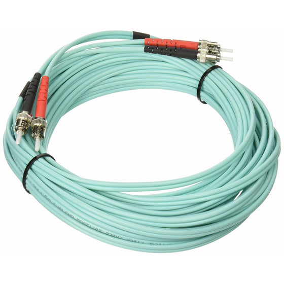 C2G/Cables to Go 36110 10Gb ST/ST Duplex 50/125 Multimode Fiber Patch Cable (10 Meters, Aqua)