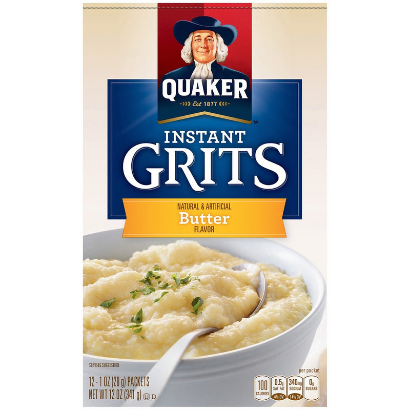 Quaker Instant Grits Real Butter, 12-Count Boxes (Pack of 12)