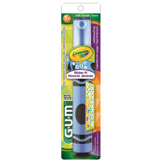 Sunstar 2272RC GUM Crayola Power Toothbrush, Marker, Ultra-Soft Spinning Bristle, Assorted Colors