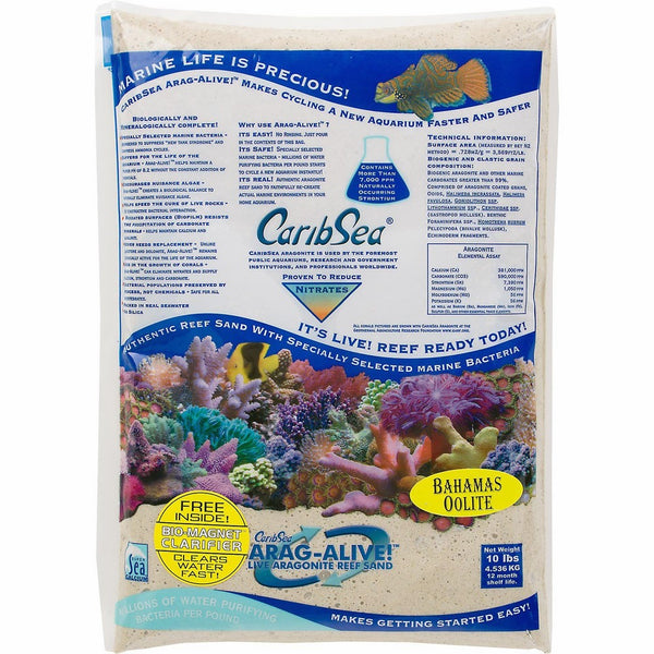 Caribsea Arag-Alive Bahamas Oolite Aquarium Sand, 10-Pound