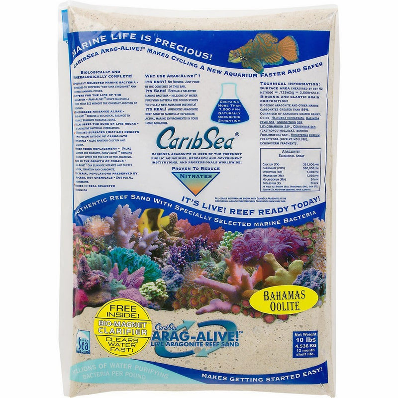Caribsea Arag-Alive Bahamas Oolite Aquarium Sand, 10-Pound