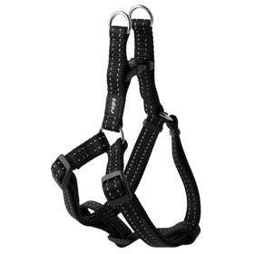 Reflective Adjustable Dog Step in Harness for Medium Dogs; matching collar and leash available, Black