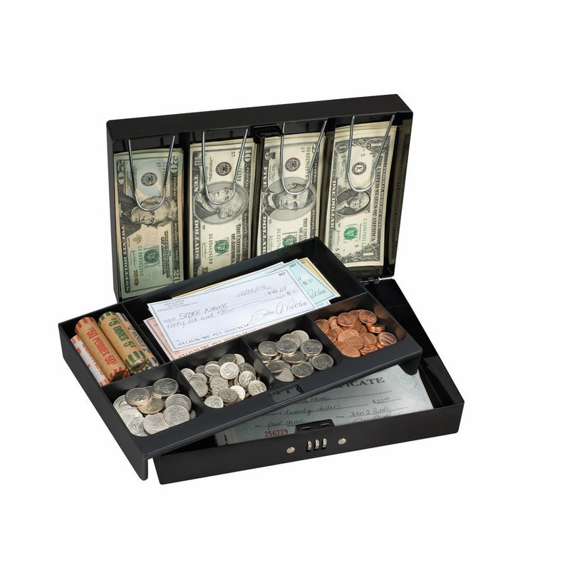 Master Lock Cash Box, Deluxe Locking Cash Box With Money Tray, Medium, 7174D