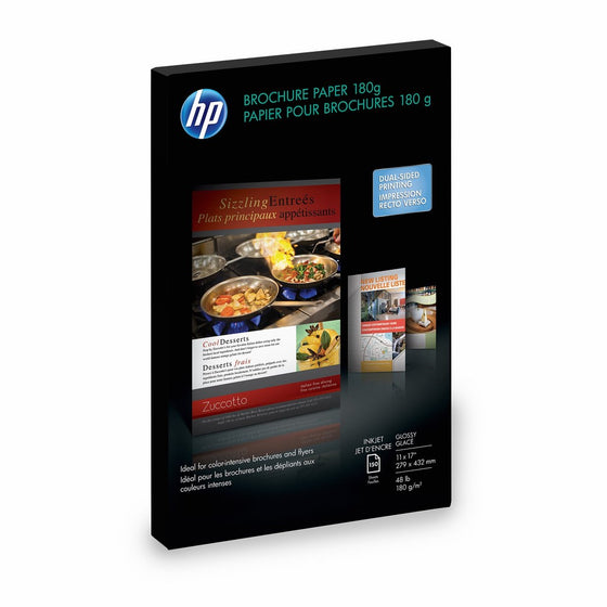 HP Brochure Paper for Inkjet Printer, Glossy, 11x17, 150 Sheets