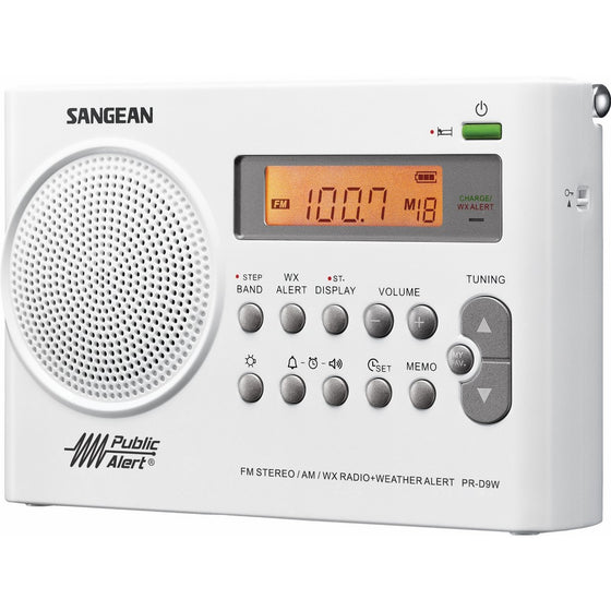 Sangean PR-D9W AM/FM Weather Alert Rechargeable Portable Radio