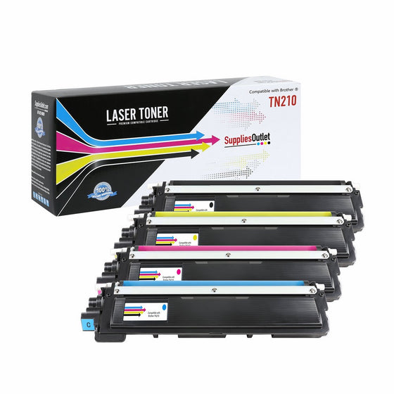 Compatible Toner Cartridge Replacement for Brother TN210, Value Bundle (K,C,M,Y) For HL-3040/30070, MFC-9010/9120/9320
