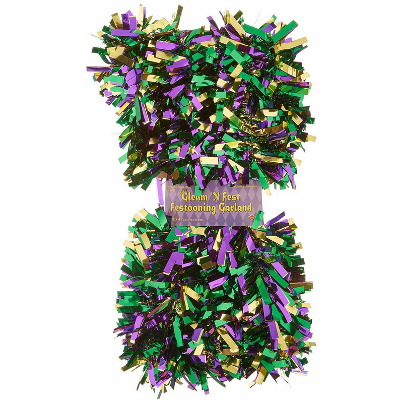 6-Ply FR Gleam 'N Fest Festooning Garland (gold, green, purple) Party Accessory(1 count)