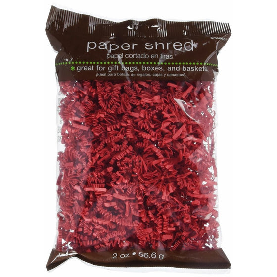 Amscan Festive Solid Color Paper Shreds & Strands Party Supply, Red, 2 oz