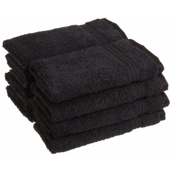 Superior Luxurious Soft Hotel & Spa Quality Hand Towel Set of 8, Made of 100% Premium Long-Staple Combed Cotton - Black, 16" x 30" each