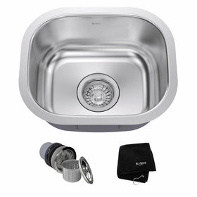 Kraus KBU17 15 inch Undermount Single Bowl 18 gauge Stainless Steel Kitchen Sink
