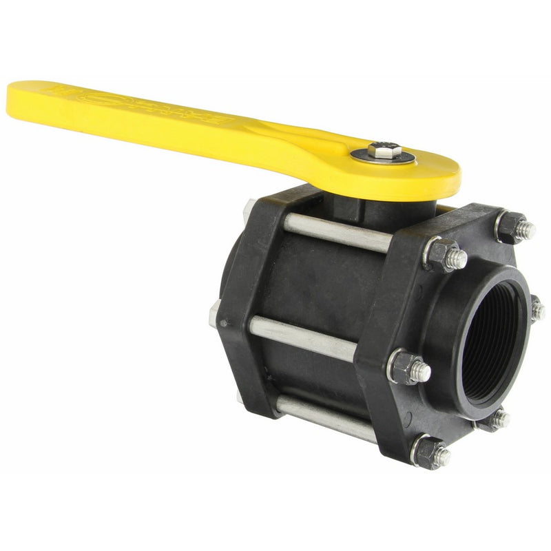 Banjo V200FP Polypropylene Ball Valve, Three Piece, Full Port, 2" NPT Female
