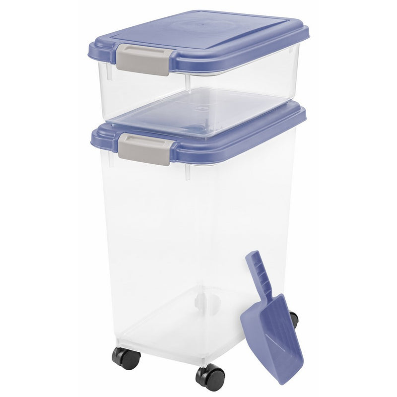 IRIS USA, Inc. 3- Piece Airtight Pet Food Storage Container Combo, Blue