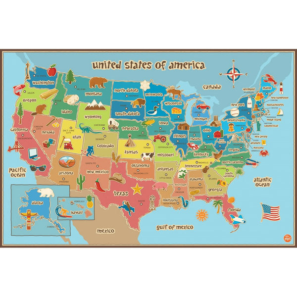 Wall Pops WPE0623 Kids USA Dry Erase Map Decal Wall Decals