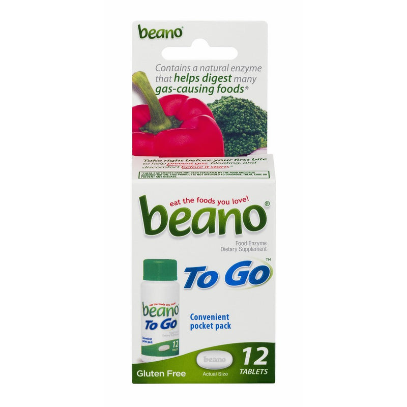 Beano Tablets To Go | Take Beano To Help Digest Gas Causing Foods | 12 Tablets Per Box | Packaging May Vary