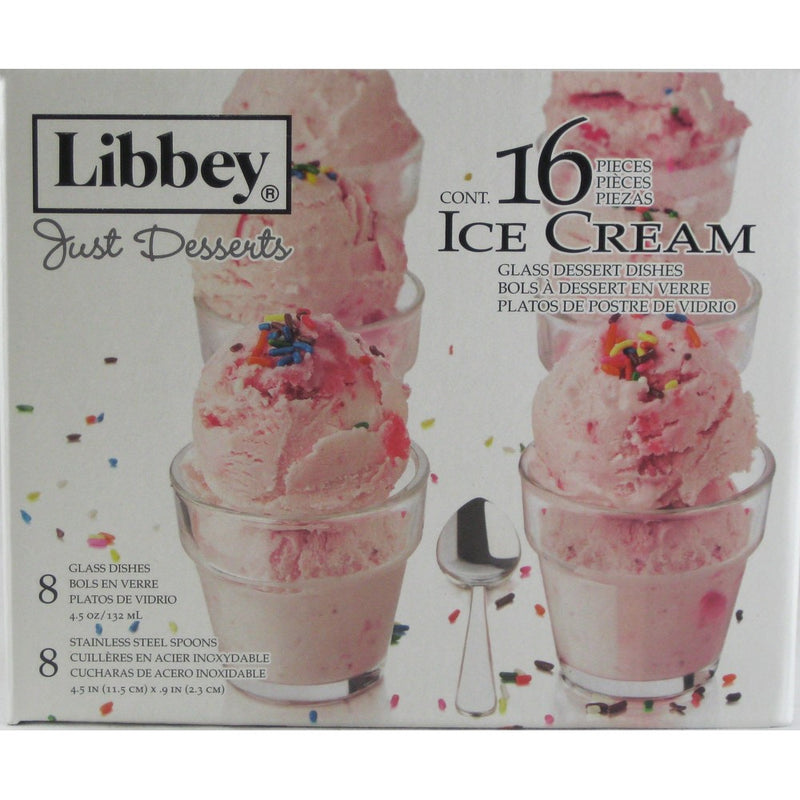 Libbey Just Dessert Glass 16 Piece Ice Cream Set