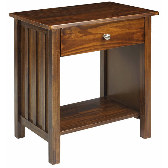 Casual Home 360-24 Vanderbilt Nightstand with USB Ports-Warm Brown