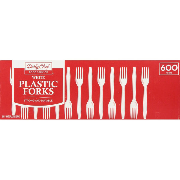 Daily Chef White Plastic Forks, 600 Count