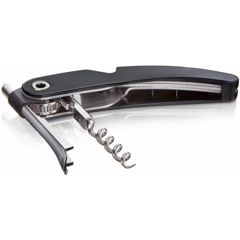 Vacu Vin Single Pull Corkscrew with Foil Cutter and Bottle Opener - Black
