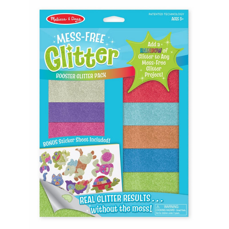Melissa & Doug Mess-Free Glitter - Booster Glitter Pack With 8 Glitter Sheets and 7 Foam Glitter Animal Stickers