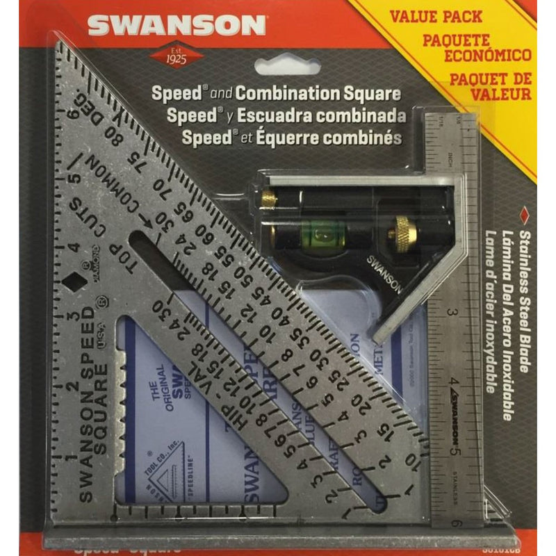 Swanson Tool S0101CB Speed Square Layout Tool with Blue Book and Combination Square Value Pack