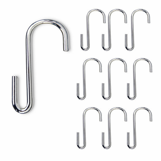 10 Pack 3.5 Inches S Shape Chrome FinishHanging Hooks for Kitchenware Pots Utensils Plants Towels Gardening Tools Clothes