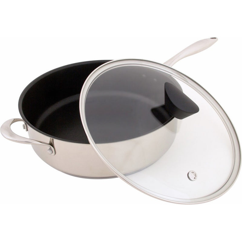 The Stainless Steel All-In-One Sauce Pan by Ozeri, with a 100% PFOA and APEO-Free Non-Stick Coating developed in the USA