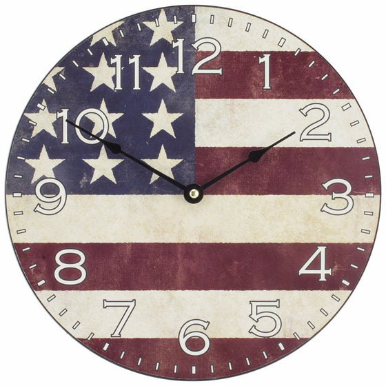 La Crosse 404-2631F 12 in. American flag Decor Wall Clock