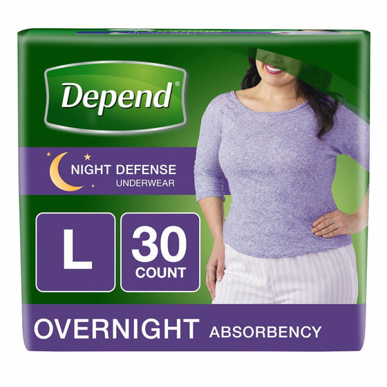 Depend Night Defense Incontinence Overnight Underwear for Women, L