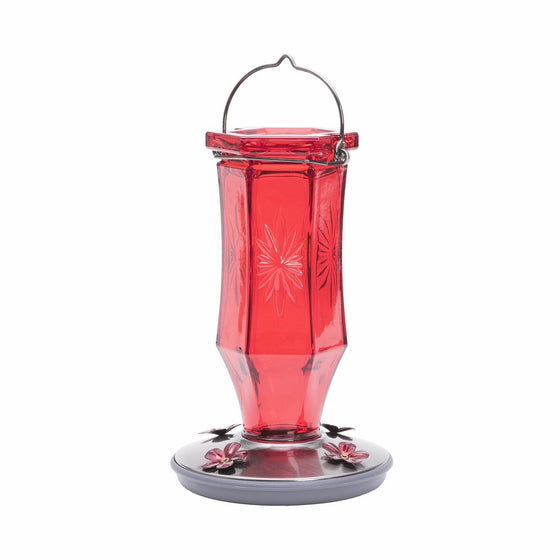 Perky-Pet Ruby Starburst Vintage Glass Hummingbird Feeder 8139-2