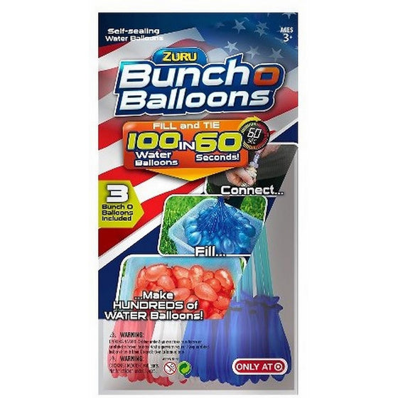 Bunch O Balloons, Red, White, and Blue (3 Bunches 100 Water Balloons)
