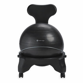 Gaiam Classic Balance Ball Chair – Exercise Stability Yoga Ball Premium Ergonomic Chair for Home and Office Desk with Air Pump, Exercise Guide and Satisfaction Guarantee, Black