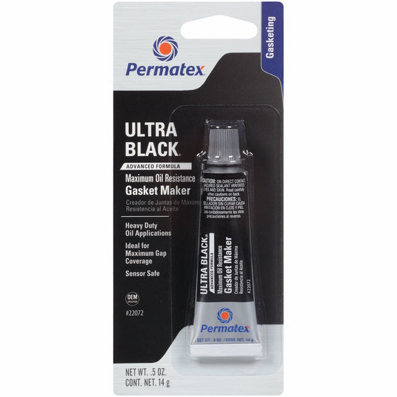 Permatex 22072 Ultra Black Maximum Oil Resistance RTV Silicone Gasket Maker, .5 oz. Tube