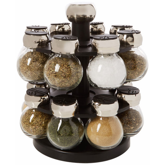 Olde Thompson 16-Jar Labeled Orbit Spice Rack Jars & Rack