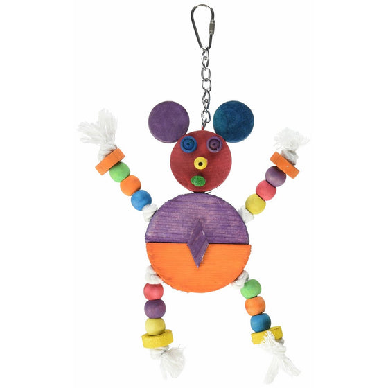 A&E CAGE COMPANY HB46352 Happy beaks Crazy Wooden Mouse Assorted Bird Toy, 9 by 11.8"