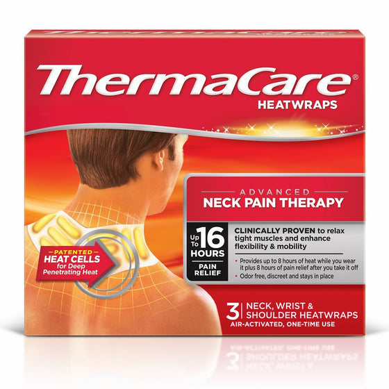 ThermaCare Advanced Neck Pain Therapy (3 Count, Pack of 3) Heatwraps, Up to 16 Hours Pain Relief, Neck, Wrist, Shoulder Use, Temporary Relief of Muscular, Joint Pains