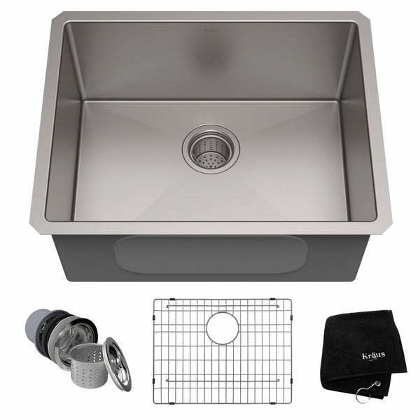 KRAUS Standart PRO 23-inch 16 Gauge Undermount Single Bowl Stainless Steel Kitchen Sink, KHU101-23