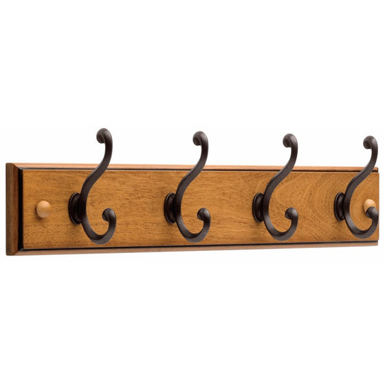 Liberty 128738 Four hook 18-inch Wide Wooden Hook Rail/Coat Rack