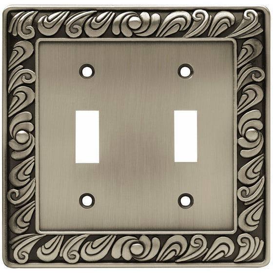 Franklin Brass 64039 Paisley Double Toggle Switch Wall Plate / Switch Plate / Cover, Brushed Satin Pewter