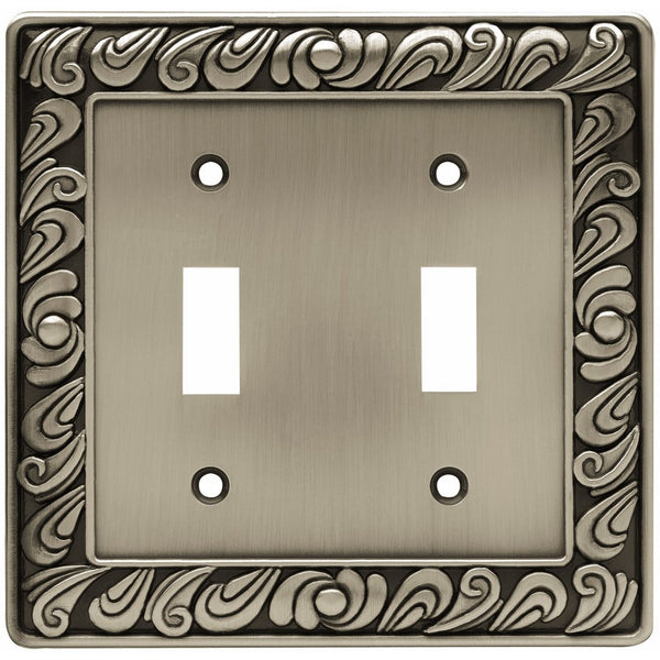 Franklin Brass 64039 Paisley Double Toggle Switch Wall Plate / Switch Plate / Cover, Brushed Satin Pewter