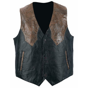 Giovanni Navarre Hand-Sewn Pebble Grain Genuine Leather Western-Style Vest,XL