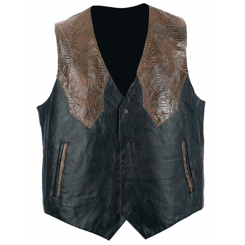 Giovanni Navarre Hand-Sewn Pebble Grain Genuine Leather Western-Style Vest,XL