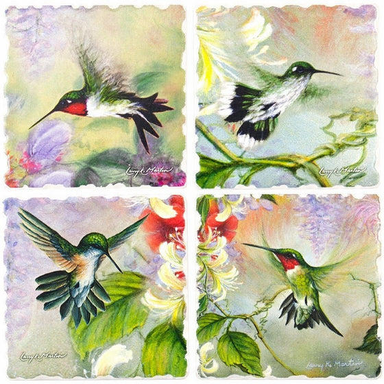 Nature's Gift of Feathers - Hummingbird Square Coaster assorted Set of 4 -code 727